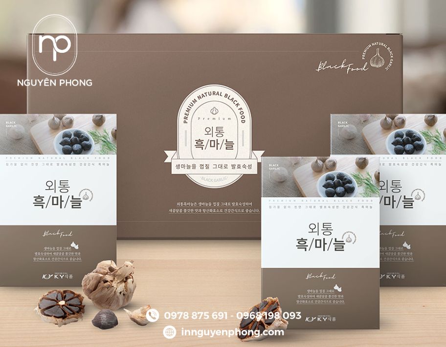 in hộp tỏi đen nhẹ nhàng mà tinh tế